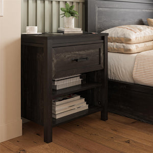 Ameriwood Home Beaumont Nightstand with 2 USB Ports - Black Oak