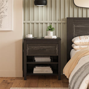 Ameriwood Home Beaumont Nightstand with 2 USB Ports - Black Oak