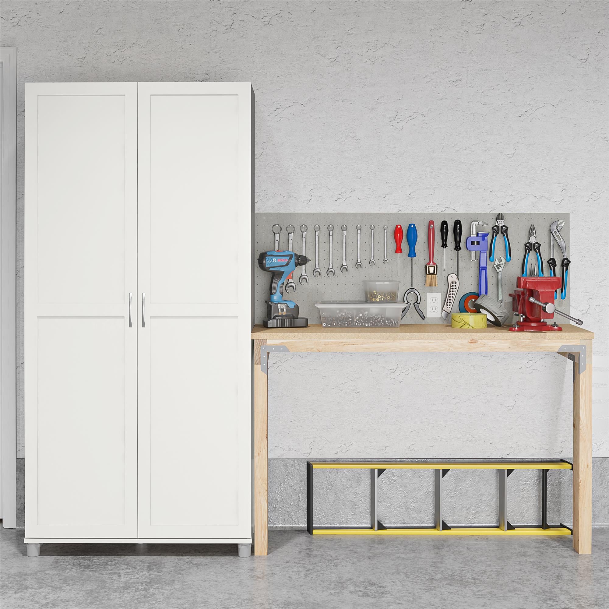 Systembuild Evolution Lory Framed 36" Utility Cabinet - White