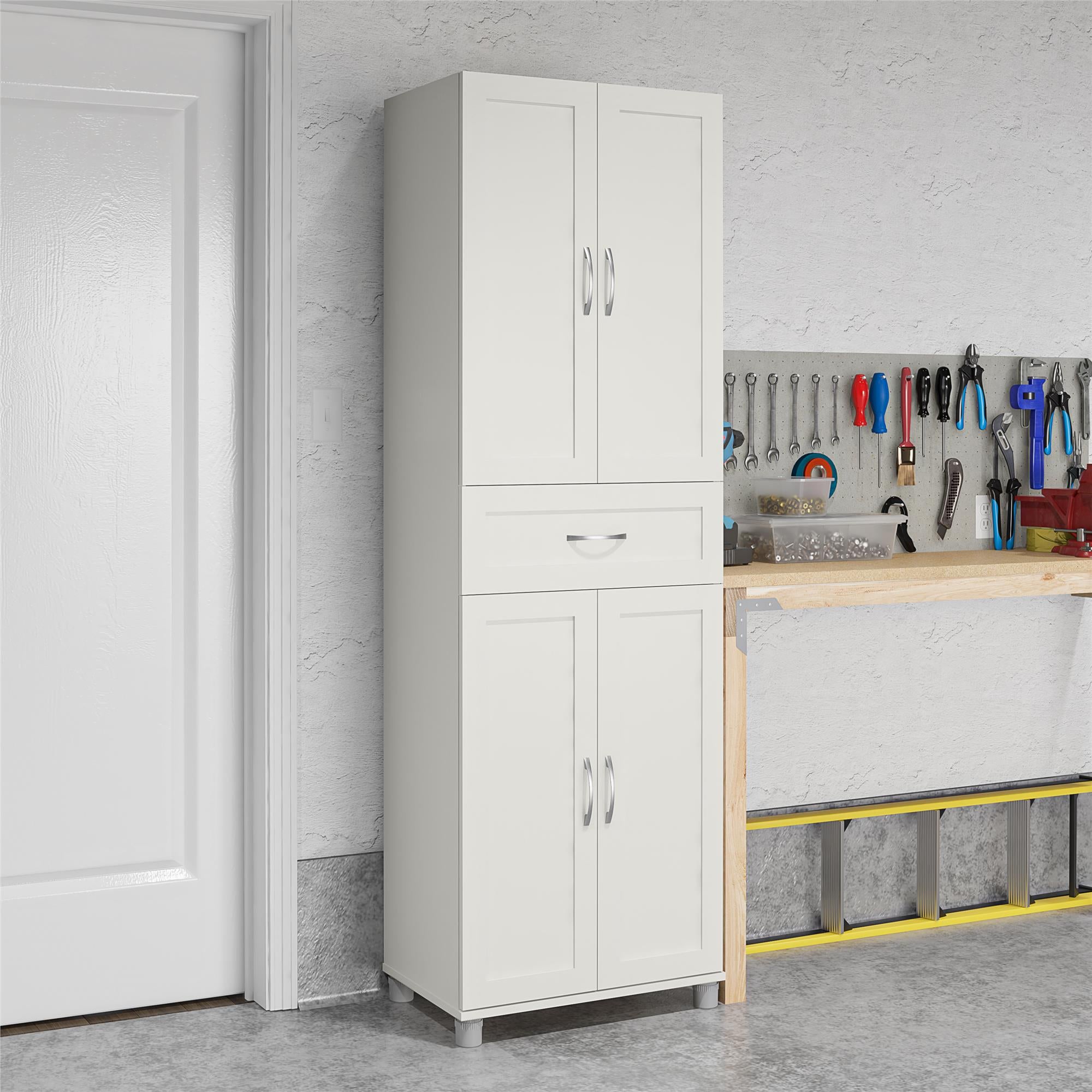 Systembuild Evolution Lory Framed Storage Cabinet with Drawer - White