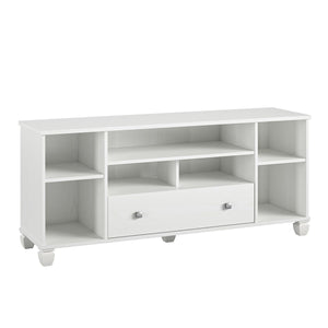Ameriwood Home Brett TV Stand for TVs up to 64" with 7 Open Shelves and 1 Drawer - White
