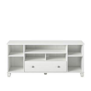 Ameriwood Home Brett TV Stand for TVs up to 64" with 7 Open Shelves and 1 Drawer - White