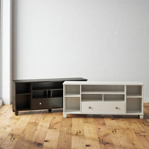 Ameriwood Home Brett TV Stand for TVs up to 64" with 7 Open Shelves and 1 Drawer - White