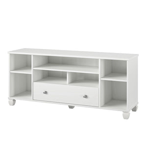 Ameriwood Home Brett TV Stand for TVs up to 64" with 7 Open Shelves and 1 Drawer - White