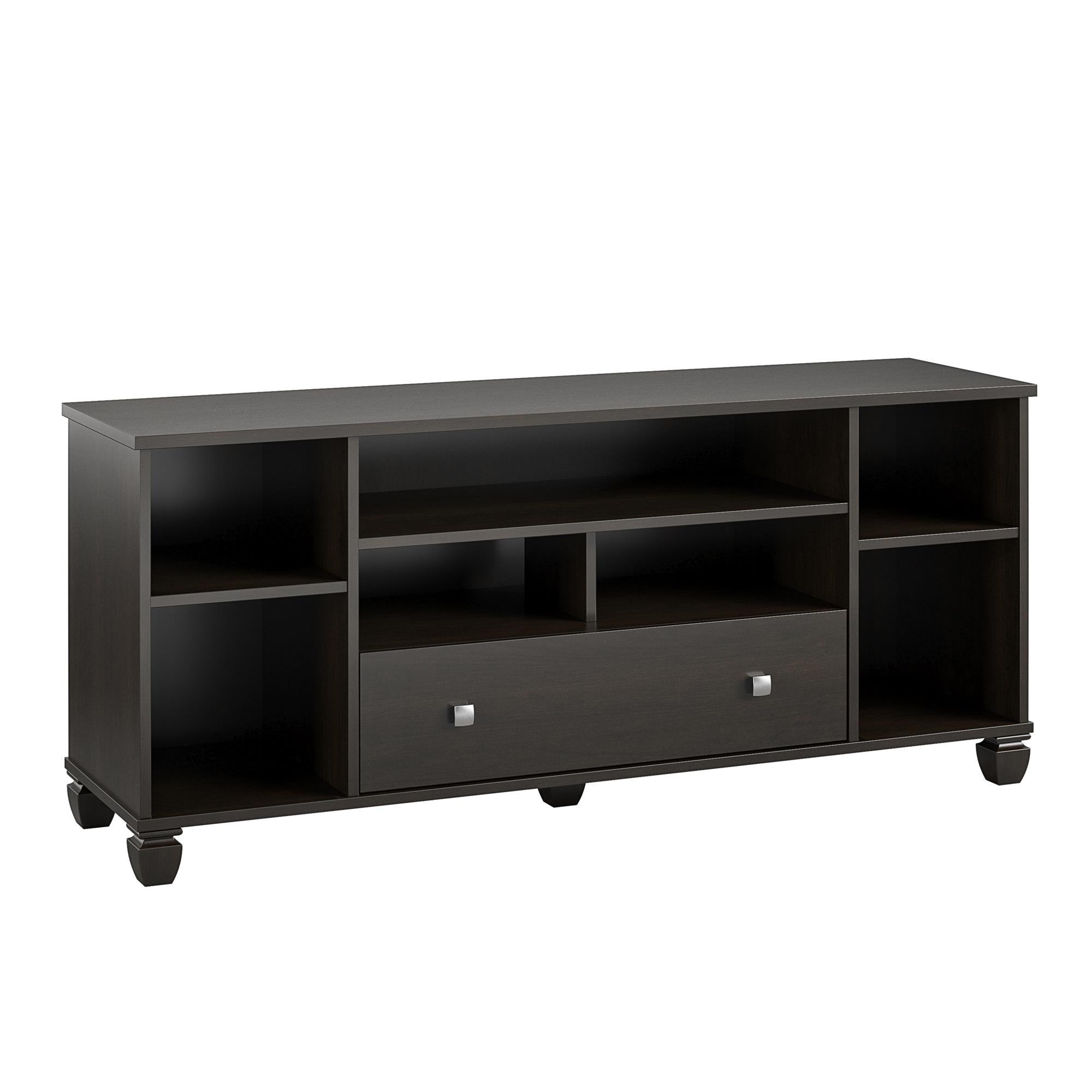 Ameriwood Home Brett TV Stand for TVs up to 64" with 7 Open Shelves and 1 Drawer - Espresso