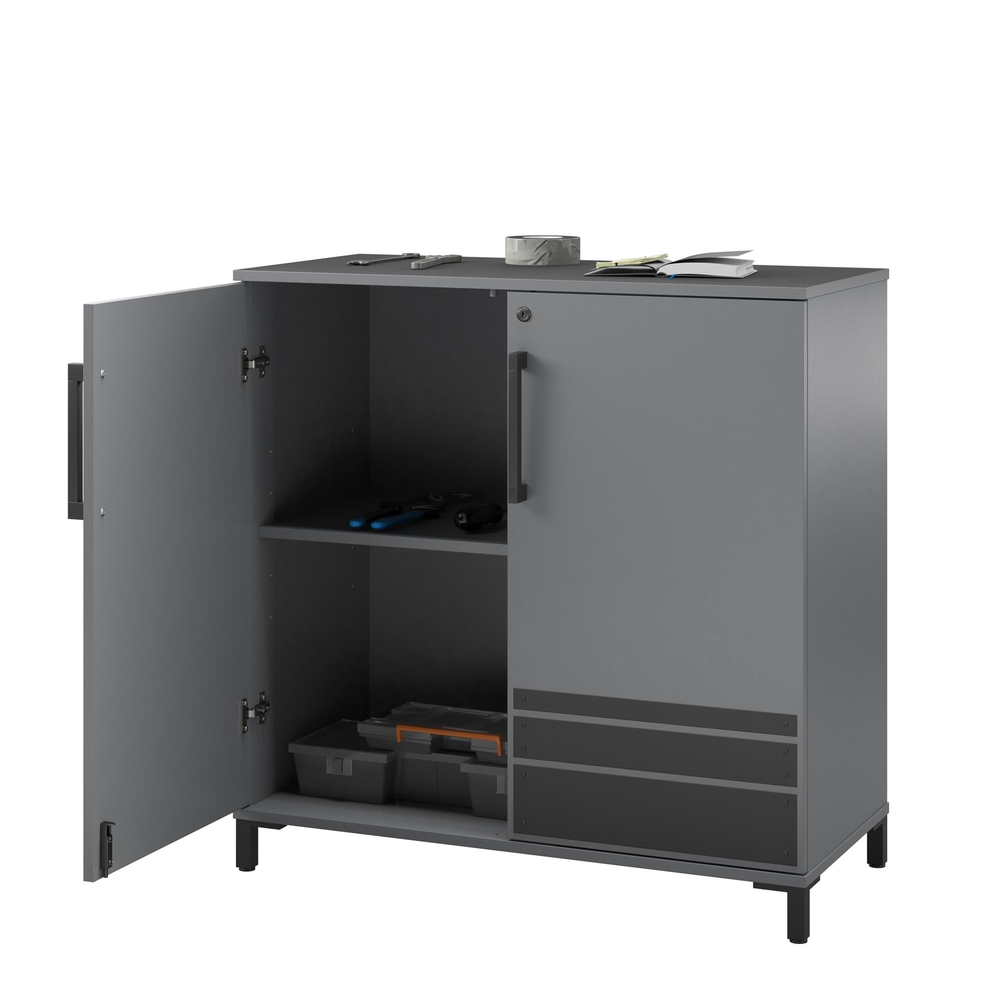Systembuild Evolution Shelby Garage Storage Base Cabinet 2 Door - Graphite