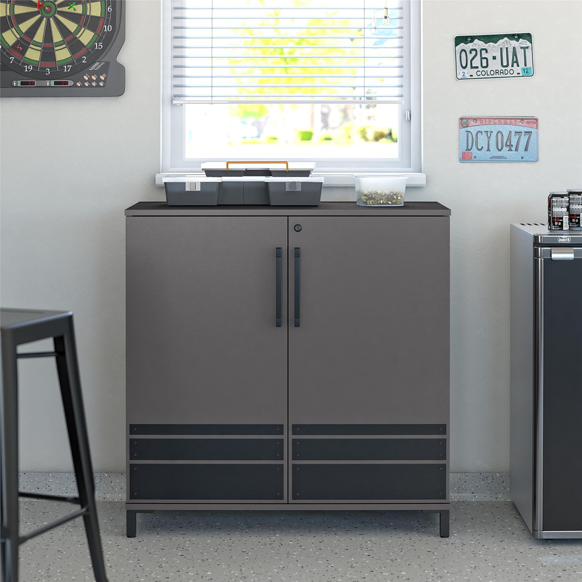 Systembuild Evolution Shelby Garage Storage Base Cabinet 2 Door - Graphite