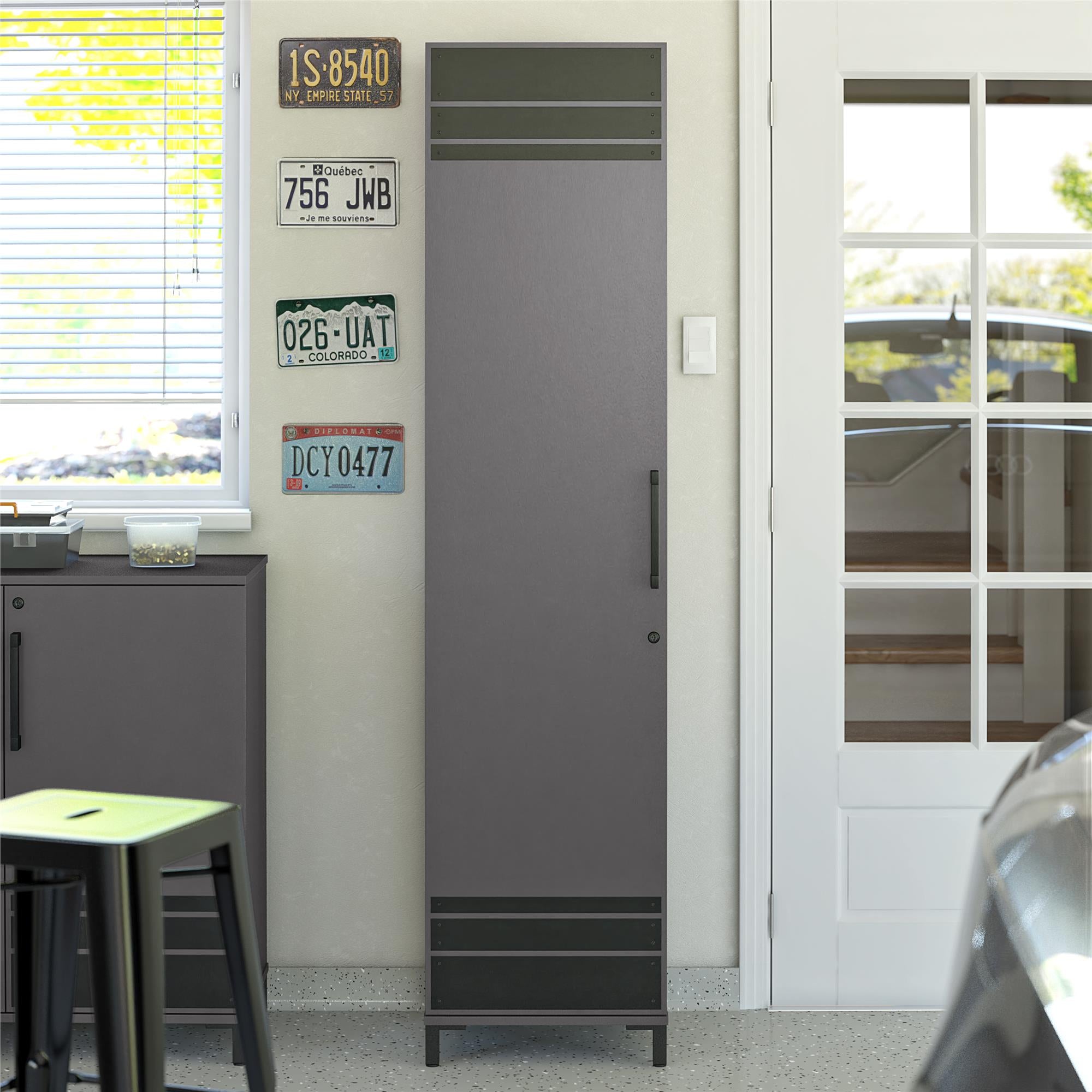 Systembuild Evolution Shelby Tall 1 Door Garage Storage Cabinet - Graphite