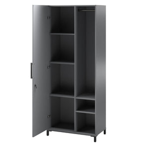 Systembuild Evolution Shelby Tall Garage Storage Cabinet with 1 Door and Hang Rod - Graphite