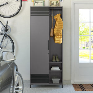 Systembuild Evolution Shelby Tall Garage Storage Cabinet with 1 Door and Hang Rod - Graphite