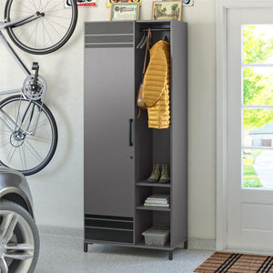 Systembuild Evolution Shelby Tall Garage Storage Cabinet with 1 Door and Hang Rod - Graphite