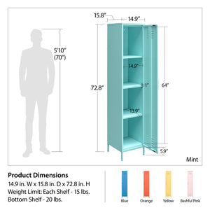 Novogratz Cache 1-Door Tall Single Metal Locker Style Storage Cabinet - Bashful