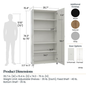 Systembuild Evolution Lory Framed 36" Utility Cabinet - White