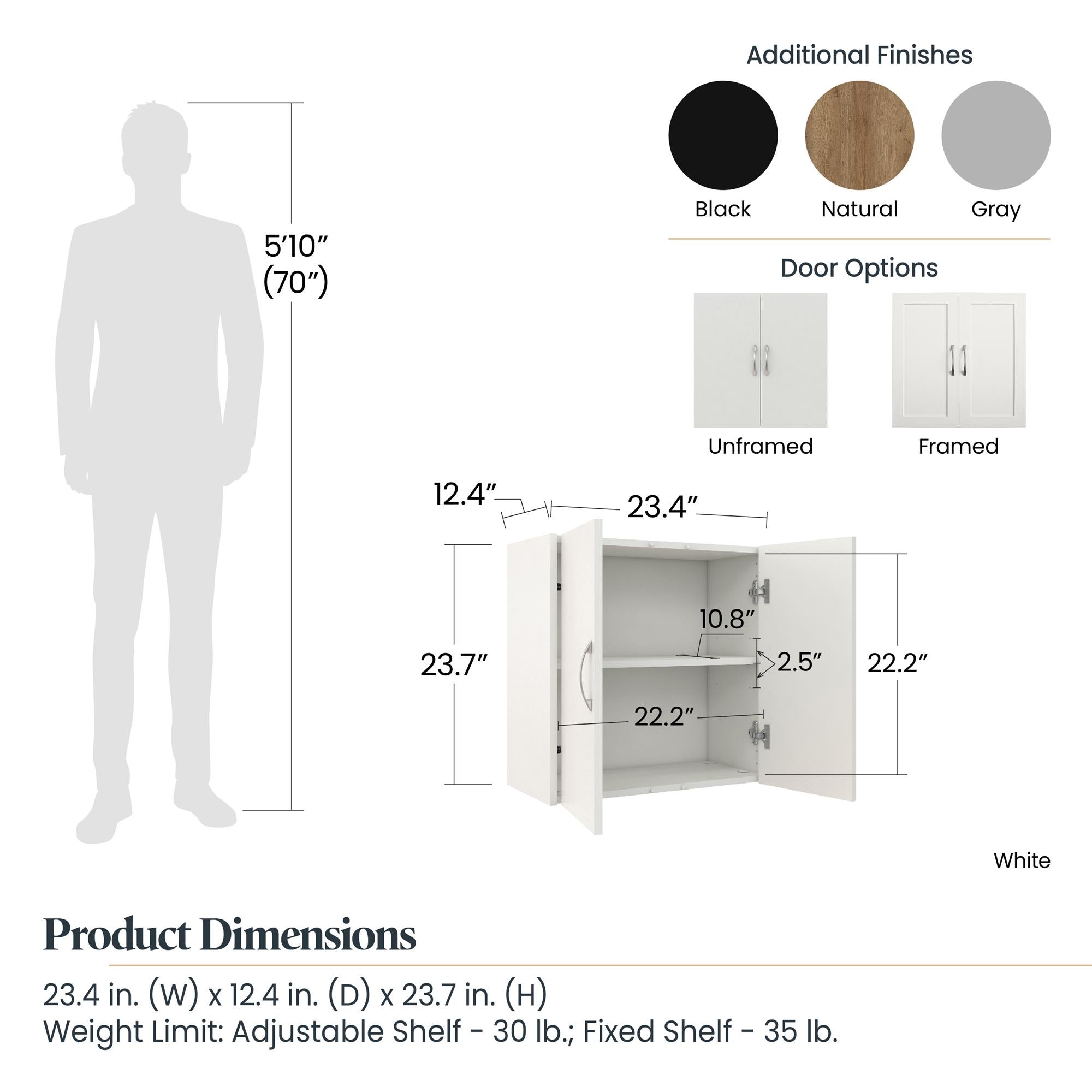 Systembuild Evolution Lory Framed 24" Wall Cabinet - Natural - 2 Door