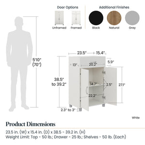 Systembuild Evolution Lory Framed 2 Door/1 Drawer Base Cabinet - Dove Gray