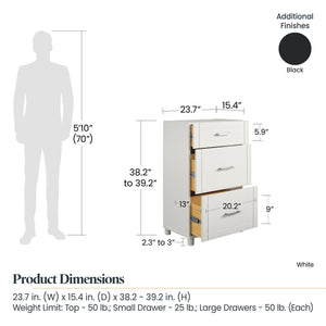 Systembuild Evolution Callahan 24" 3 Drawer Base Cabinet - Black