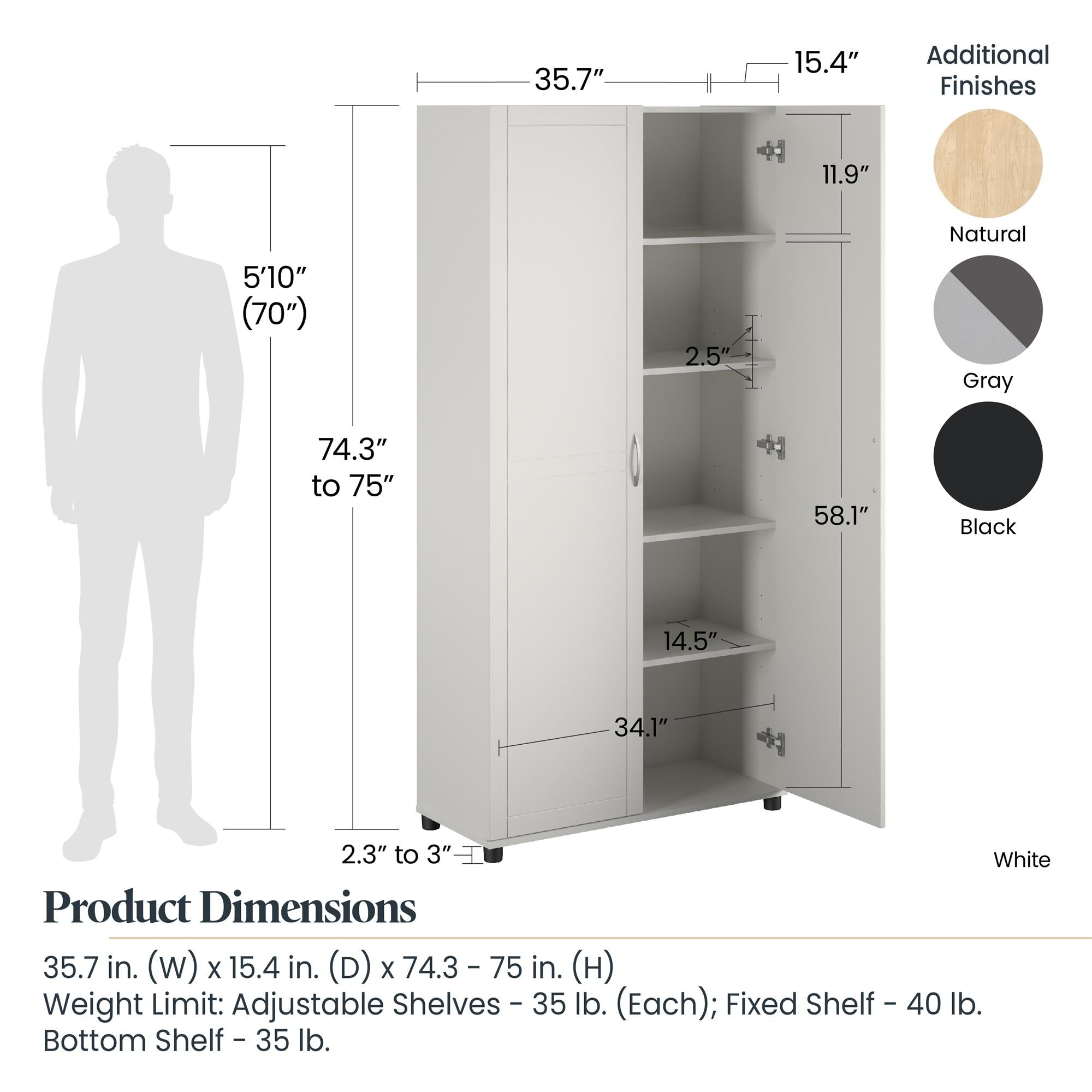 Systembuild Evolution Callahan 36" Utility Storage Cabinet - White