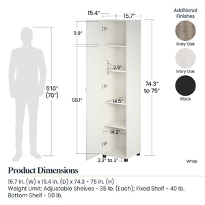 Systembuild Evolution Callahan 16" Utility Storage Cabinet - White