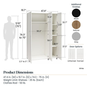 Systembuild Evolution Lory Framed 3 Door Wardrobe - White