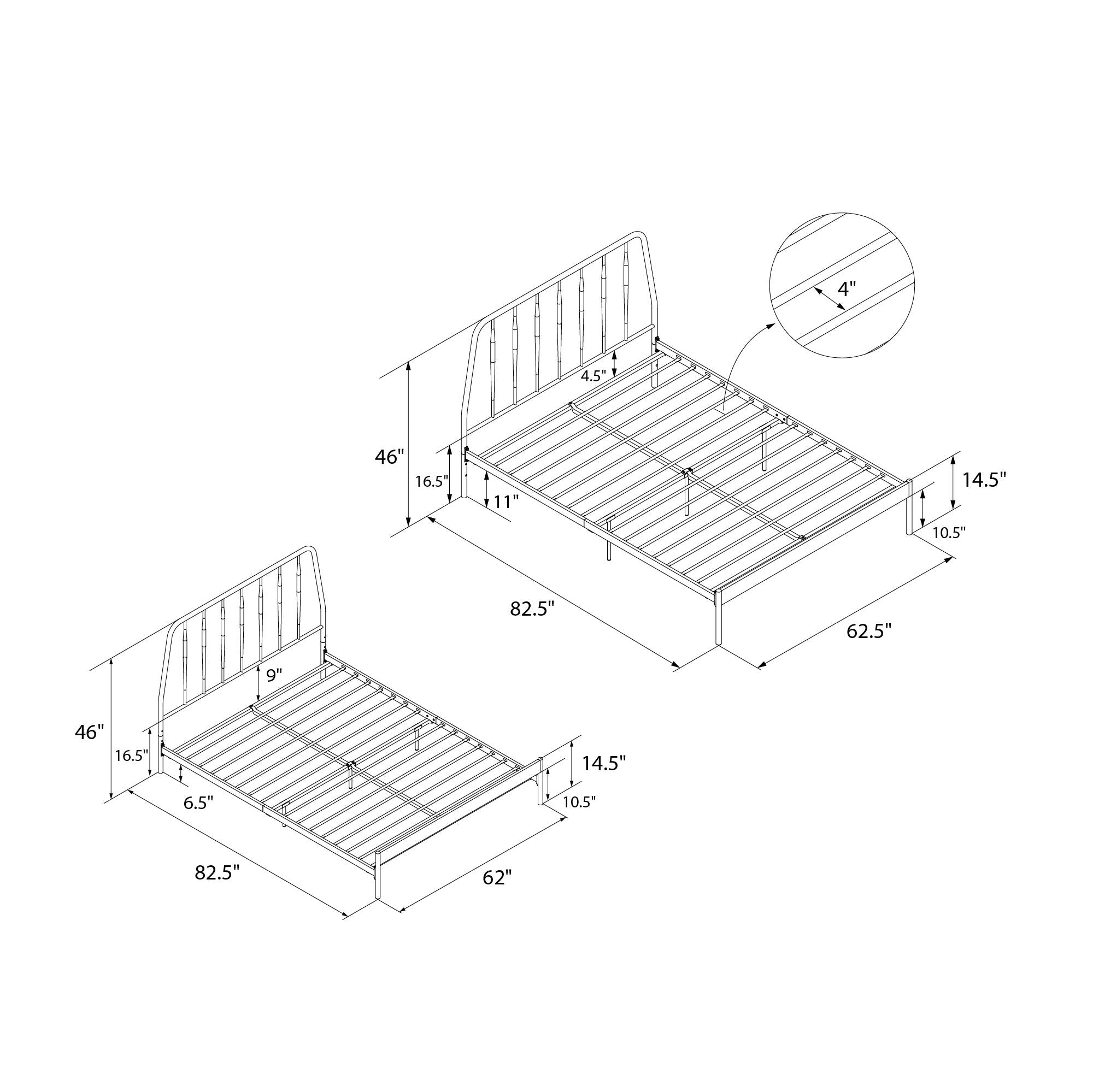 CosmoLiving Anastasia Metal Bed - Black - Queen