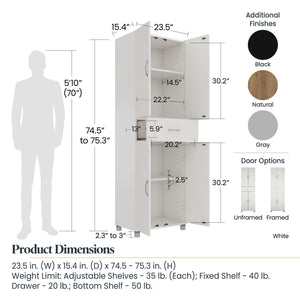 Systembuild Evolution Lory Framed Storage Cabinet with Drawer - Dove Gray