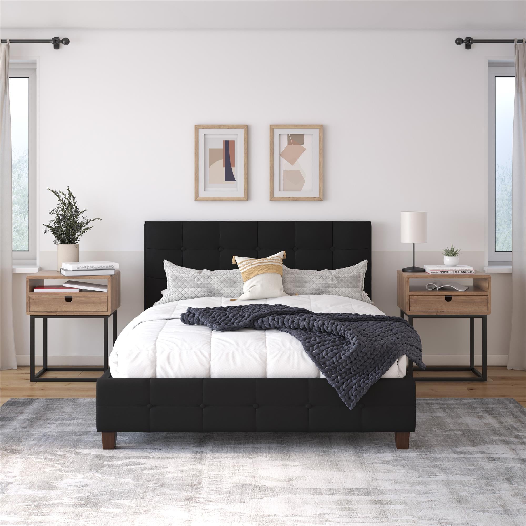 DHP Rose Upholstered Bed Frame - Black - Full