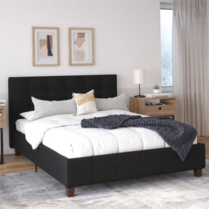 DHP Rose Upholstered Bed Frame - Black - Queen