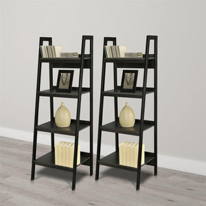 Ameriwood Home Lawrence Tall 4 Shelf Ladder Bookcase Bundle - Black