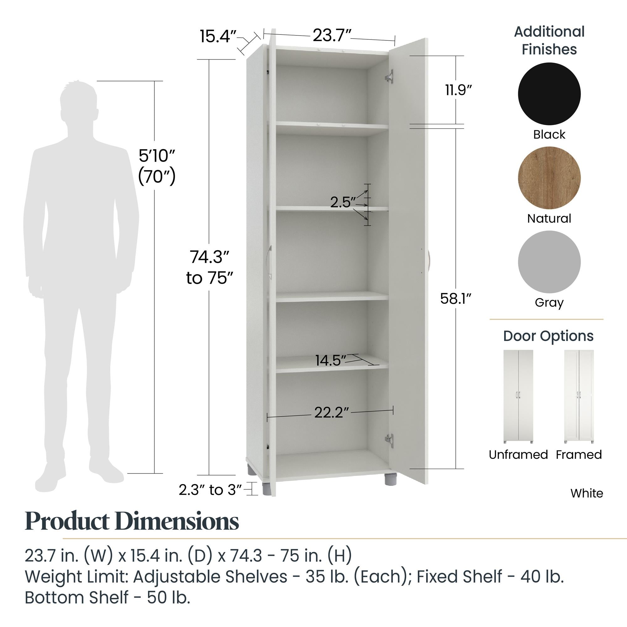 Systembuild Evolution Lory Framed 24" Utility Cabinet - White