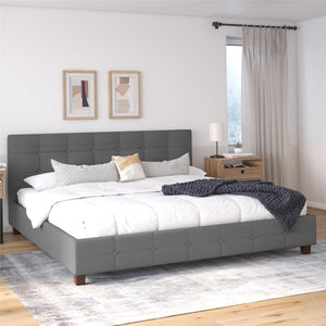 DHP Rose Upholstered Bed Frame - Gray - King