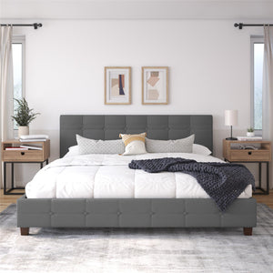 DHP Rose Upholstered Bed Frame - Gray - King