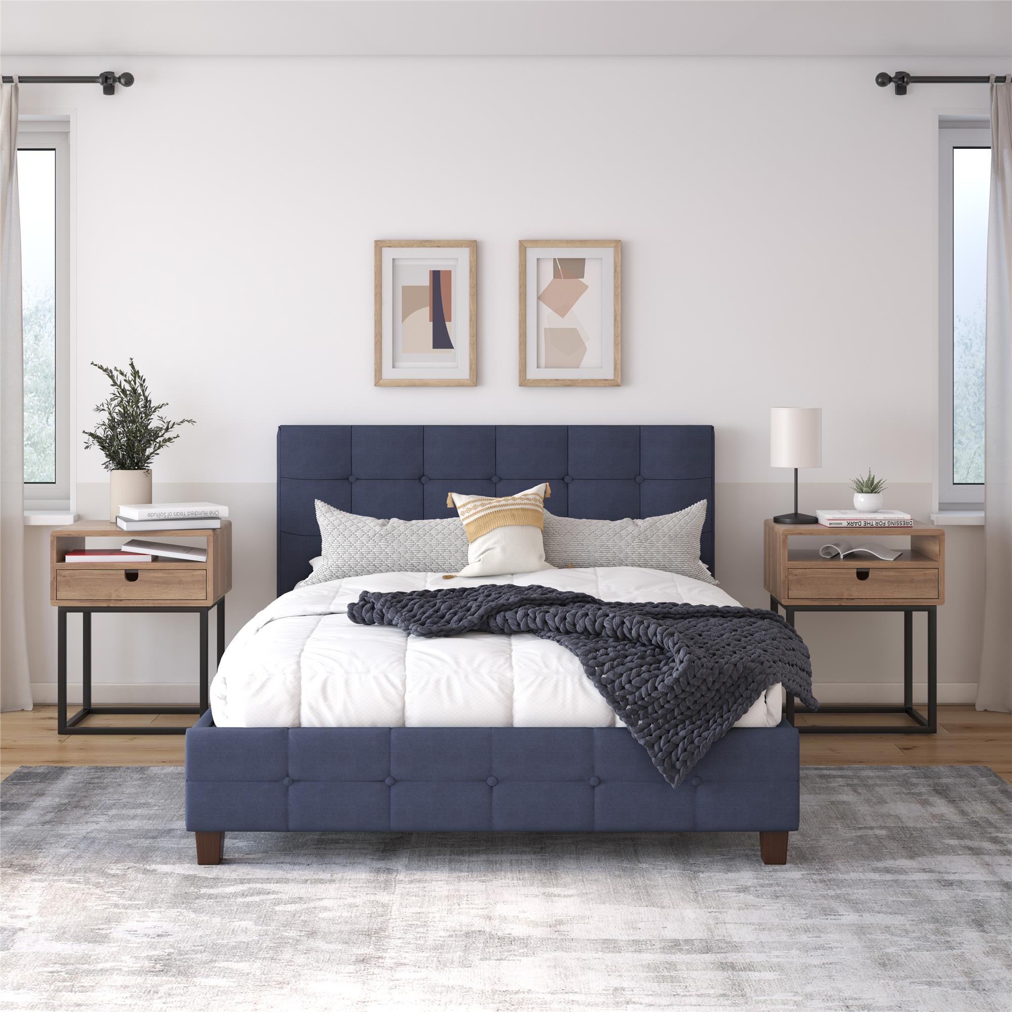 DHP Rose Upholstered Bed Frame - Gray - Queen