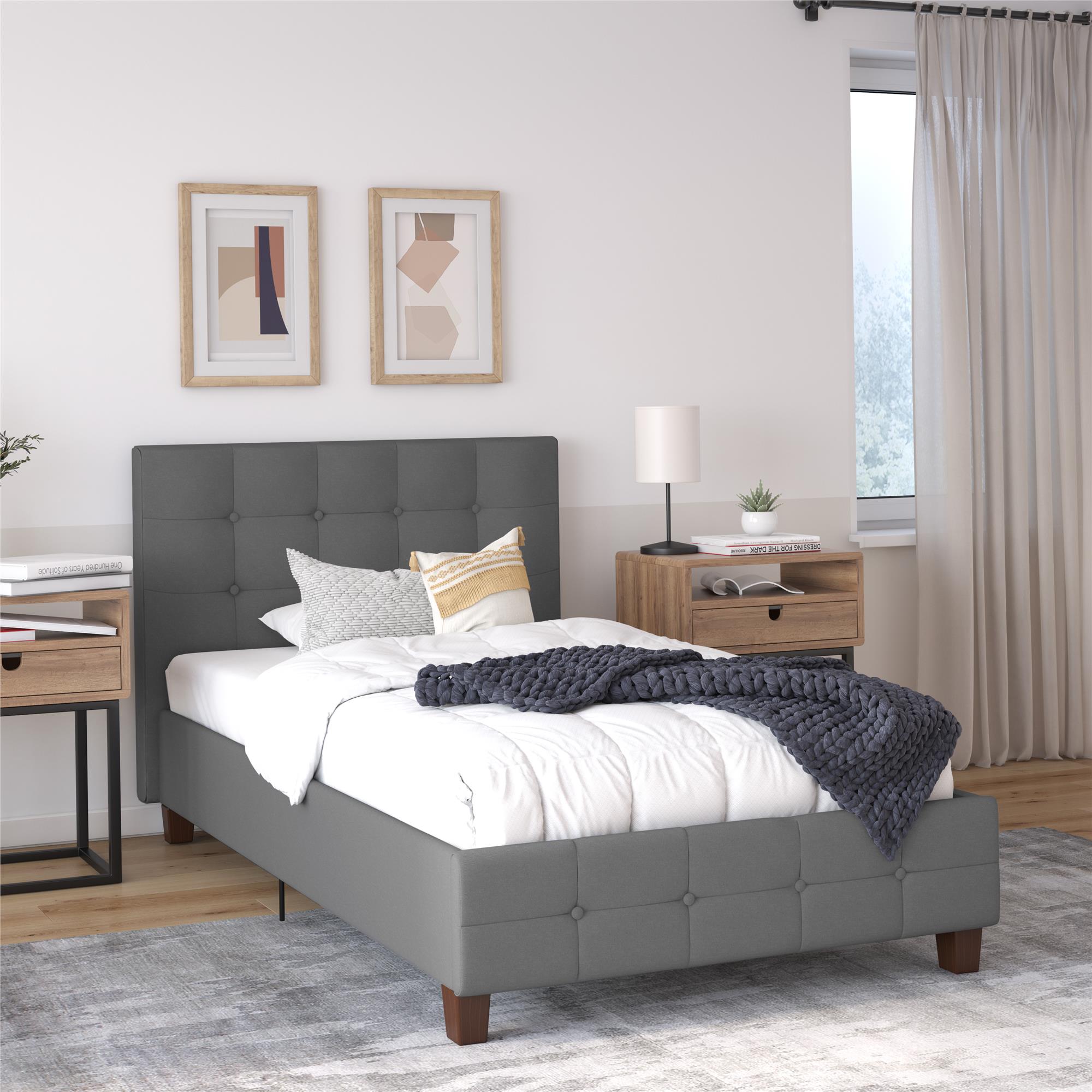 DHP Rose Upholstered Bed Frame - Gray - Twin