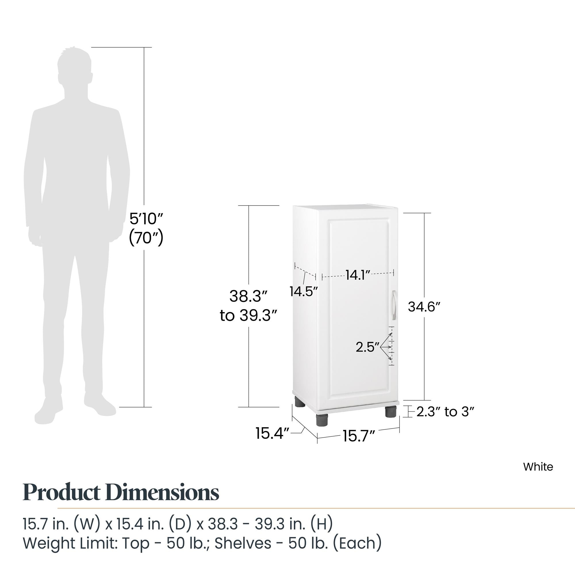 Systembuild Evolution Kendall 16" Stackable Storage Cabinet - White