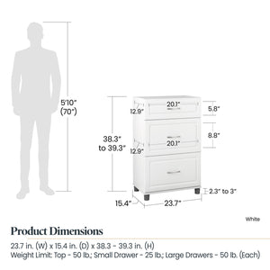Systembuild Evolution Kendall 24" 3 Drawer Base Cabinet - White