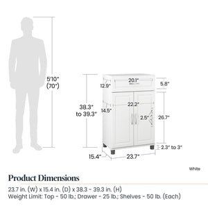 Systembuild Evolution Kendall 24" 1 Drawer/2 Door Base Storage Cabinet - White