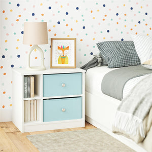 Ameriwood Home Mya Park Nightstand with 2 Fabric Bins - Light Blue