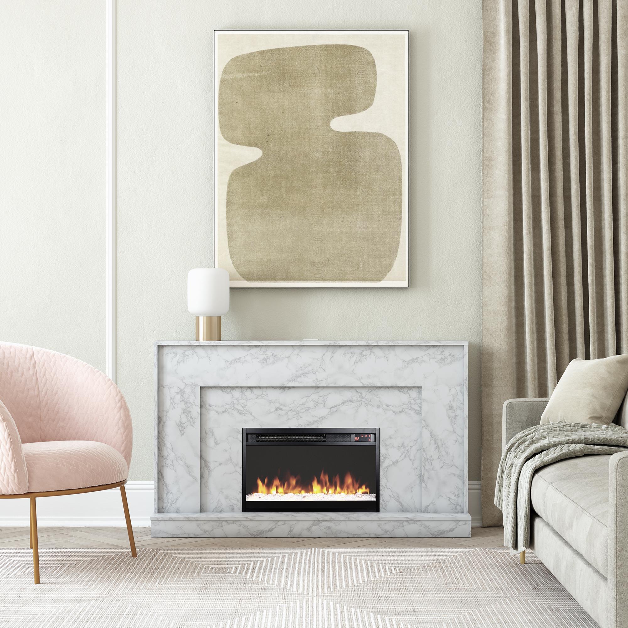 CosmoLiving Liberty Mantel Fireplace - White marble
