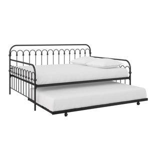 Novogratz Bright Pop Metal Daybed with Trundle - Black - Full