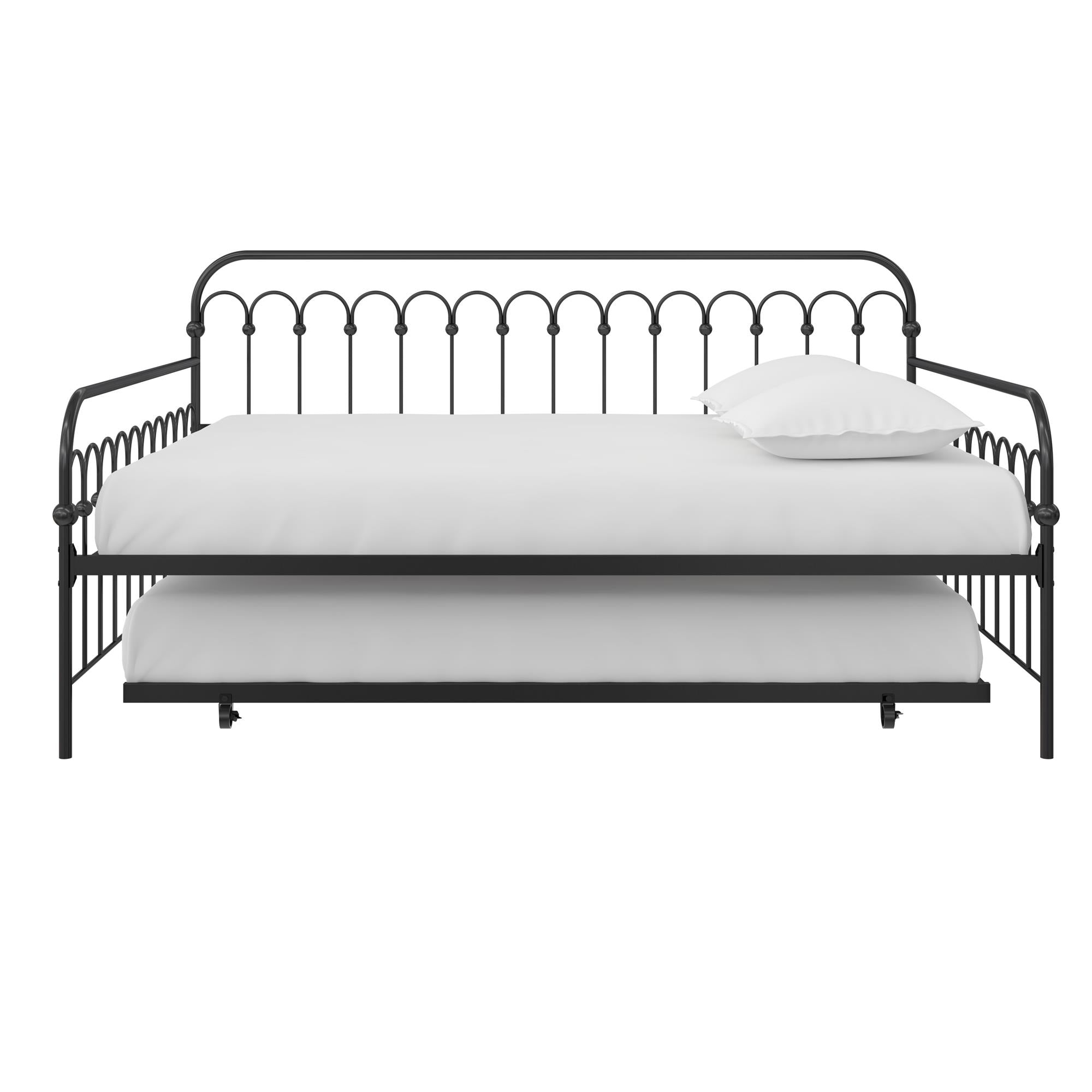 Novogratz Bright Pop Metal Daybed with Trundle - Black - Full