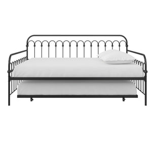 Novogratz Bright Pop Metal Daybed with Trundle - Black - Full