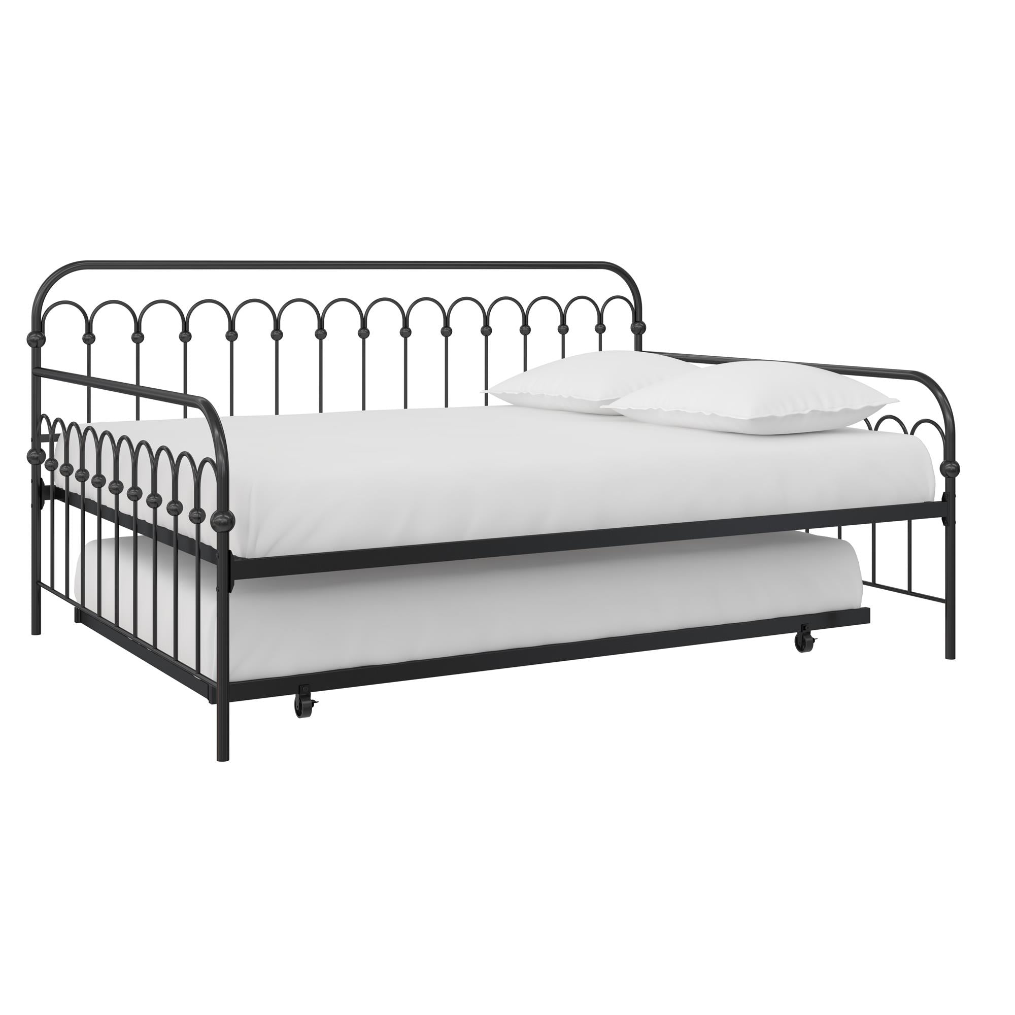 Novogratz Bright Pop Metal Daybed with Trundle - Black - Full