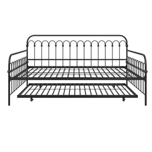 Novogratz Bright Pop Metal Daybed with Trundle - Black - Full