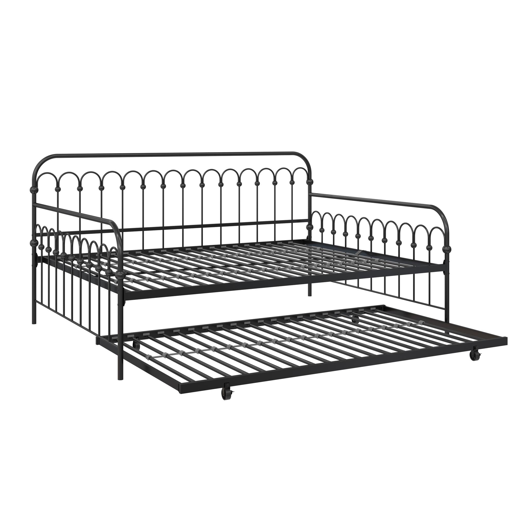 Novogratz Bright Pop Metal Daybed with Trundle - Black - Full