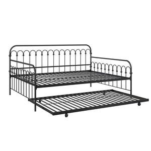 Novogratz Bright Pop Metal Daybed with Trundle - Black - Full