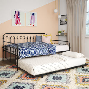 Novogratz Bright Pop Metal Daybed with Trundle - Black - Full
