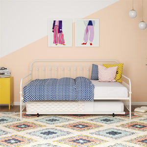 Novogratz Bright Pop Metal Daybed with Trundle - Off White - Full