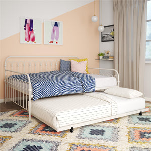 Novogratz Bright Pop Metal Daybed with Trundle - Off White - Full