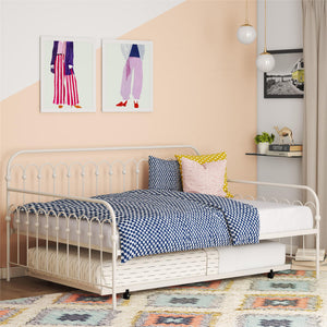 Novogratz Bright Pop Metal Daybed with Trundle - Off White - Full