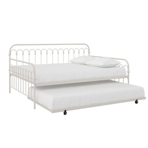 Novogratz Bright Pop Metal Daybed with Trundle - Off White - Full
